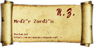 Mrár Zorán névjegykártya